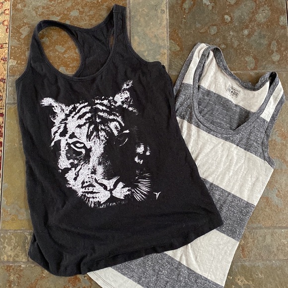 3/$19! Bundle of 2 Tank Tops: Black Tiger Tank + Striped Converse Top ~ Small - Picture 16 of 16